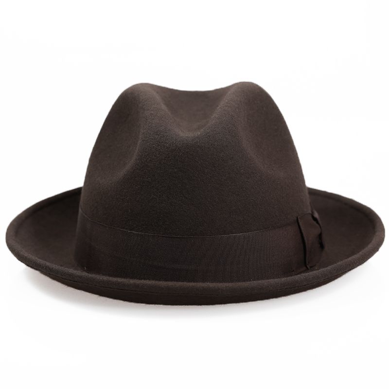 Autumn and winter woolen small brimmed gentleman's top hat men's retro English jazz hat casual all-match men's soft shaped felt hat_voghion.com