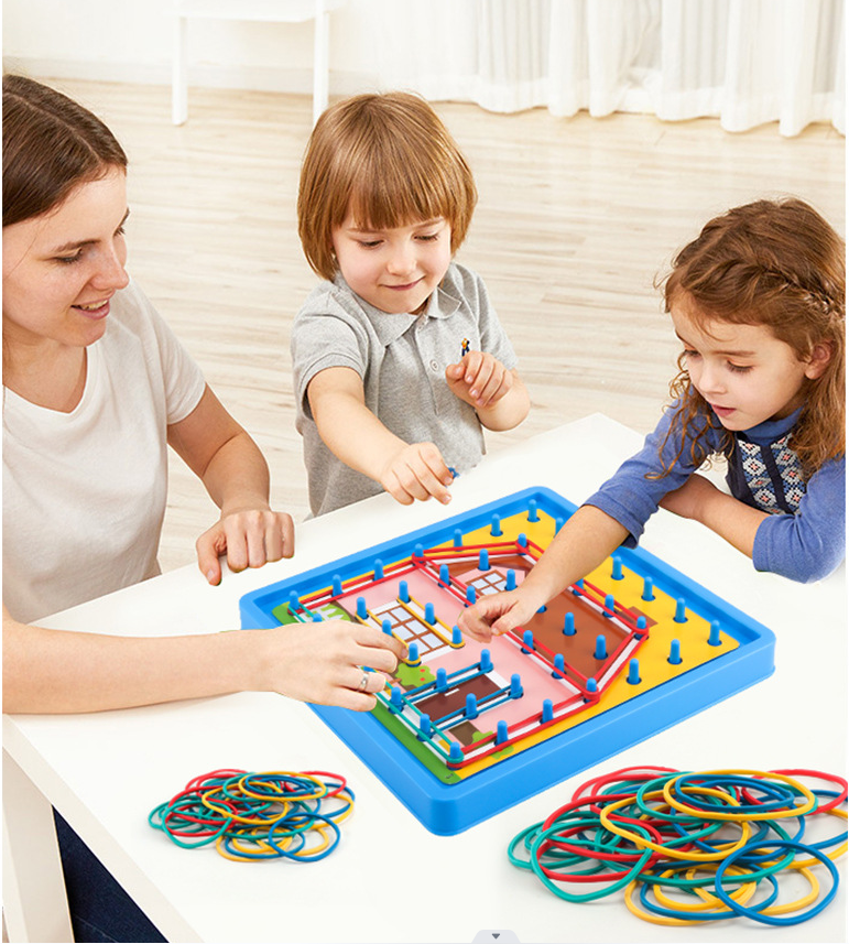Bambini Geometria Catena Puzzle Giocattolo Elastico Collegamento Puzzle Gioco Famiglia Tavoli Gioco Per Interazione Esercizio Pensiero_voghion.com