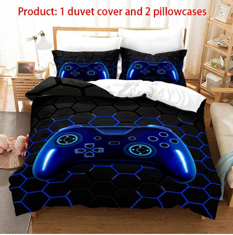 Game Console 3-piece Set - Includes 1 Duvet Cover And 2 Pillowcases, Made Of Soft And Breathable Polyester_voghion.com
