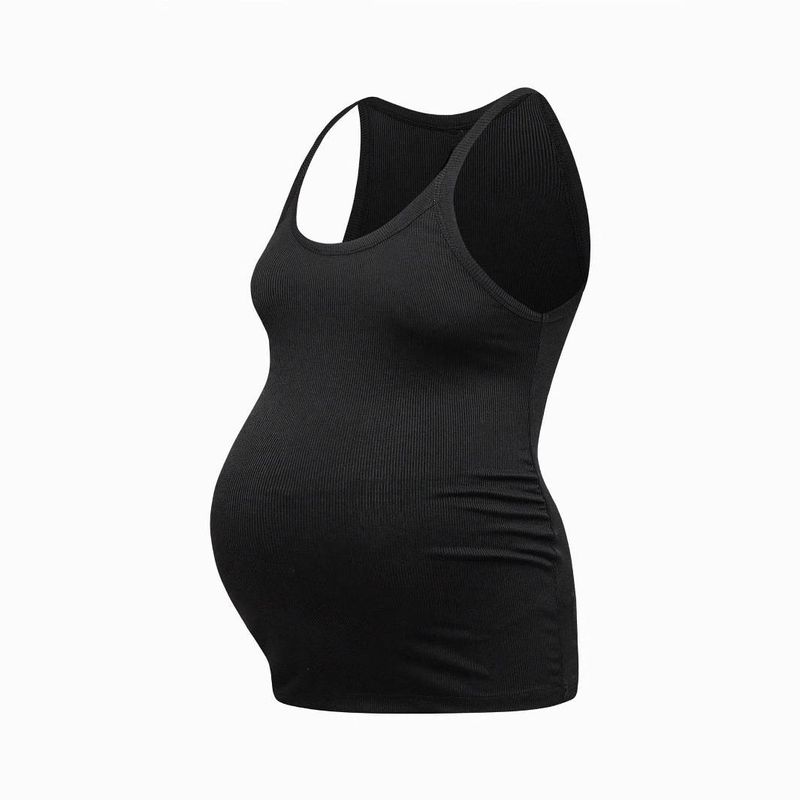Women's Clothing Solid Color Slim Round Neck Thin Breathable Outside Pregnant Nursing Camisole Vest_voghion.com