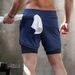 Breathable Quick-drying Sweatpants Men's Double-layer Trendy Summer Quick-drying Fitness Sports Quarter Shorts_voghion.com