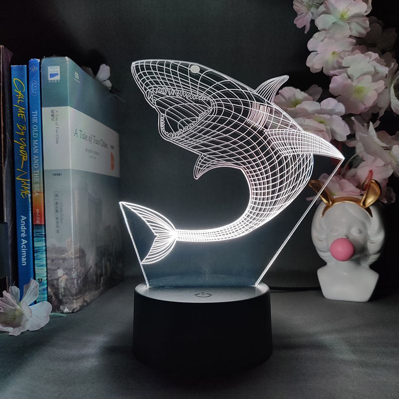 Shark Decoraive Tisch Lampe Creaive LED Bunte Amosphere Tier Deskop Ornamen Schlafzimmer Zimmer Nacht USB Nacht_voghion.com