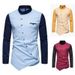 Unbeatable Quality Men's 2025 Spring And Autumn New European Size Youth Personality Irregular Color Collision Henry Collar Shirt Men_voghion.com