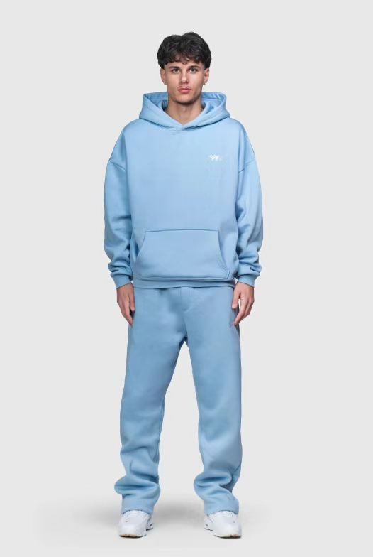 Minimalist Embroidered Hoodie Set - Unisex Casual Pullover With Stylish Geometric Patterns, Breathable Polyester Blend For Streetwear & Daily Wear_voghion.com