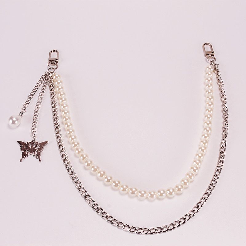 Euroopa ja Ameerika piiriülesed ehted lihtsa Joker roostevabast terasest liblikas vöökohaga külma stiiliga käsitsi valmistatud pärlkotist pükste ketiga_voghion.com