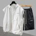 2025 Summer New Workwear Zipper Design Vest T-Shirt Men Korean Style Trendy Casual Two-Piece Set_voghion.com