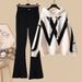 Women's Plus Size Knit Sweater & Flared Pants Two-Piece Set - Slimming Autumn Outfit, Casual Comfort & Stylish Coverage_voghion.com