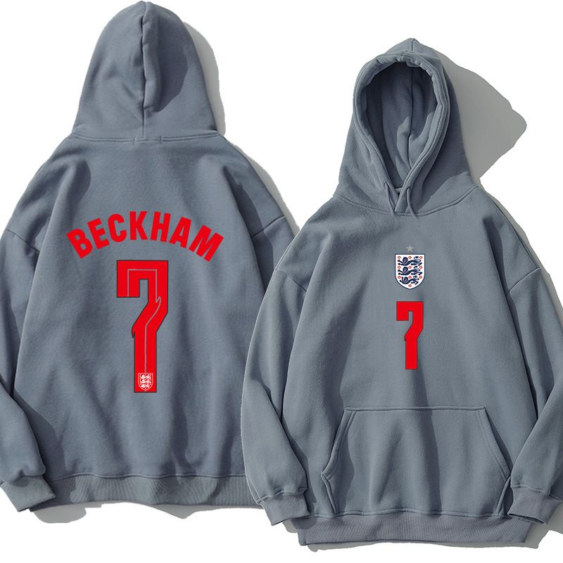 370G Fußball-Sportdruck Beckham Rot Größe 7 Kapuzenpullover für Männer und Frauen Locker sitzende Kleidung_voghion.com