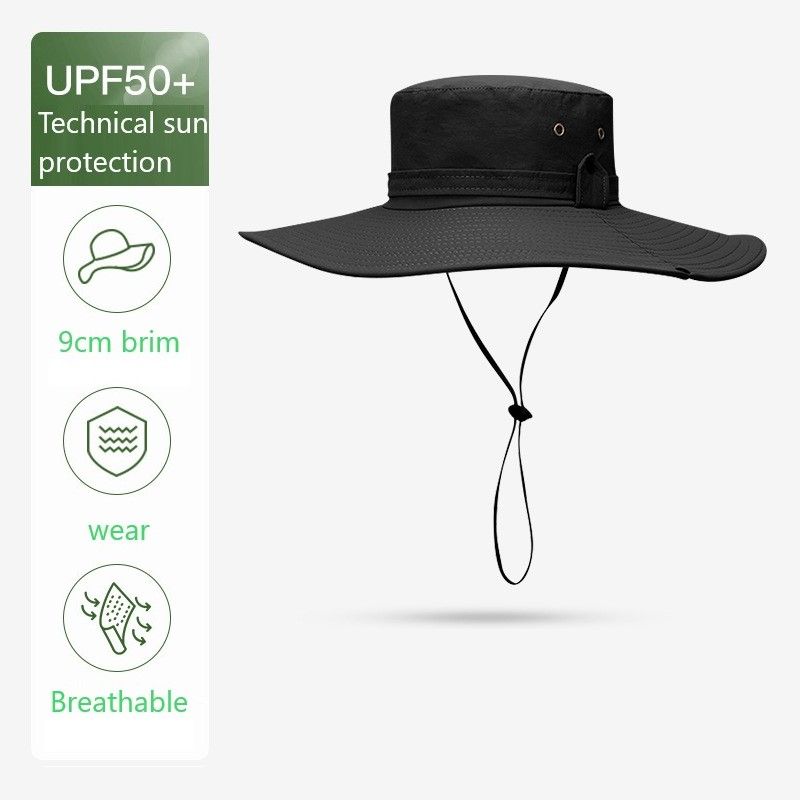 Summer shade fisherman hat men's sun protection UV protection big brim hat outdoor fishing waterproof quick drying_voghion.com
