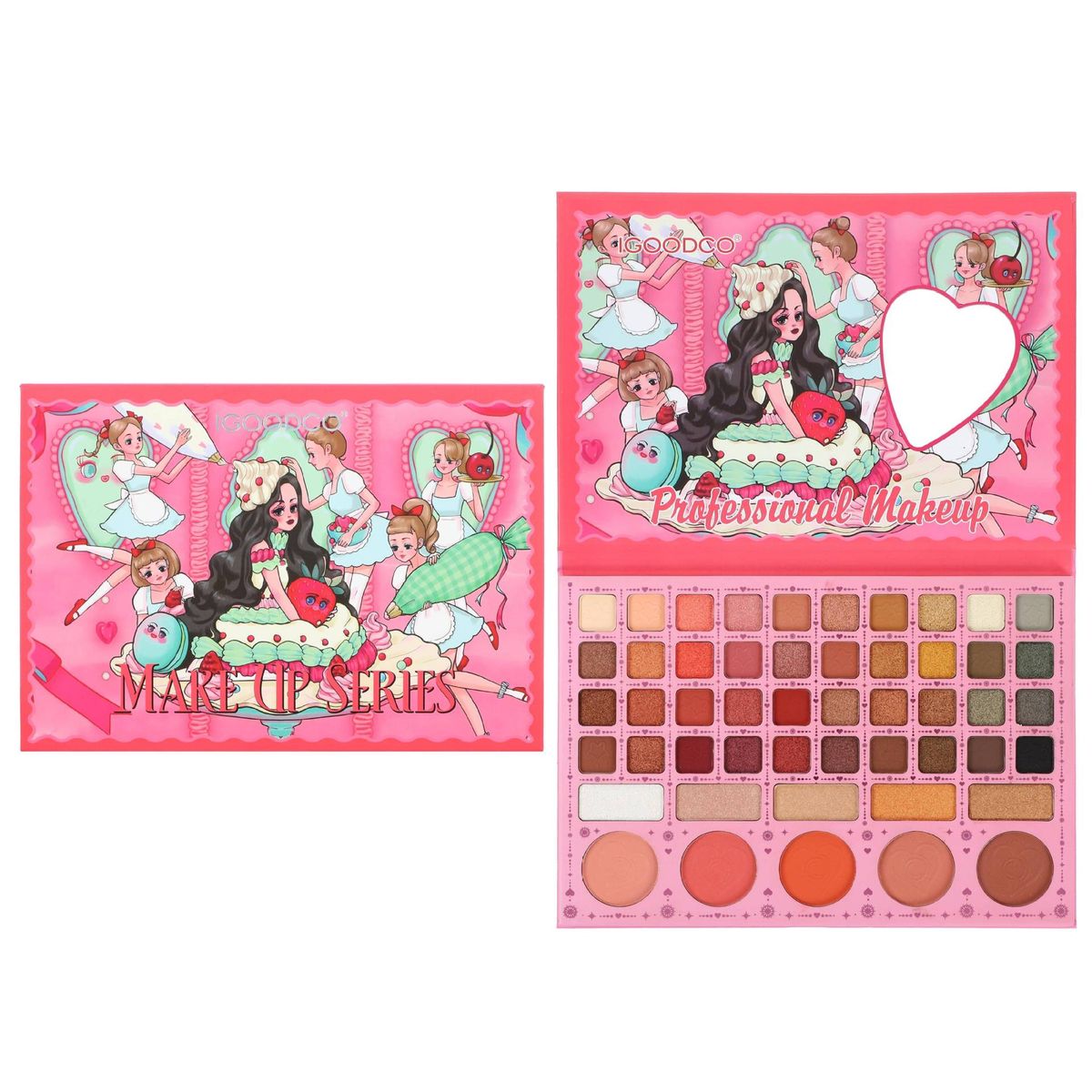 50 Farben Lidschattenpalette mit Fruchtmuster und mattem Schimmer, Rouge, All-in-One-Make-up-Set mit Pinsel_voghion.com
