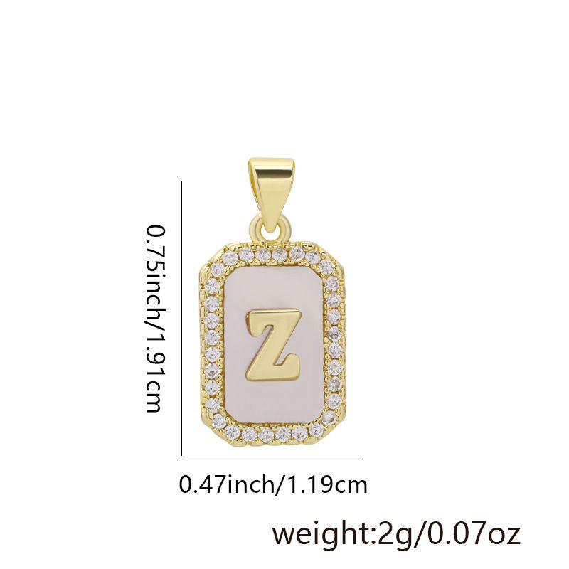 Damessieraden 26 vierkante schelpletterketting Lichte luxe niche Veelzijdige koperen vergulde K ingelegde zirkonia hanger_voghion.com