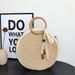 Borse da donna Nuove borse semplici rotonde fatte a mano in paglia Borsa alla moda con nastro grande capacità Borsa in corda di cotone intrecciata con ago curvo_voghion.com