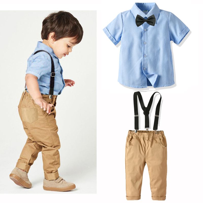 Boys Short-sleeved Shirt Suspenders Formal Children's Suit Baby Fall Party Dress_voghion.com