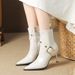 Geeignet für alle Jahreszeiten 8288-7 Modische High Heels Stilettos Kurz für Frauen Spitzschuh Seitlicher Reißverschluss Gürtelschnalle Nieten Persönlichkeit Einzelstiefel_voghion.com