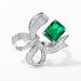 Anello in argento S925 con smeraldo coltivato, stile fiocco da donna, gioielli di alta qualità_voghion.com