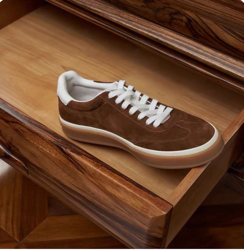Nuove scarpe casual da uomo e da donna in vera pelle, con punta tonda, stringate, comode e versatili, in tinta unita_voghion.com