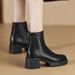 cameido Simple thick-soled ankle boots for petite women, with chunky heels and a rear zipper, fashion boots_voghion.com