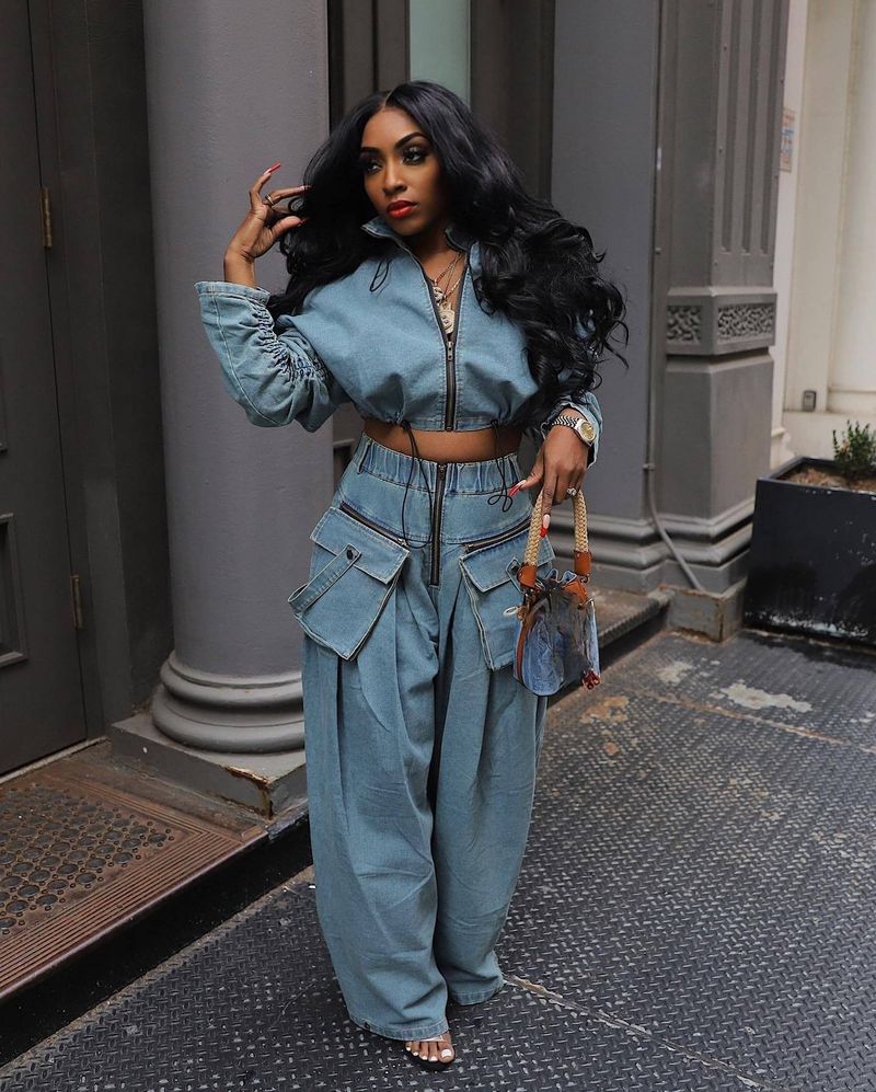Women's Clothing Fashion Retro Wide Leg Loose Heavy Duty Denim Two Piece Suit Women's Clothing_voghion.com