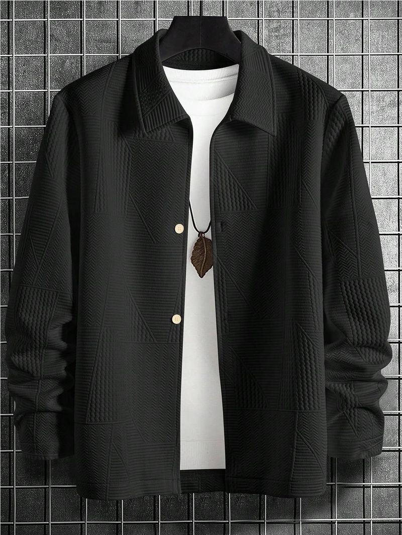 Camicia da uomo in jacquard – Camicia alla moda con fantasia ampia, traspirante ed elegante per occasioni casual ed eleganti._voghion.com