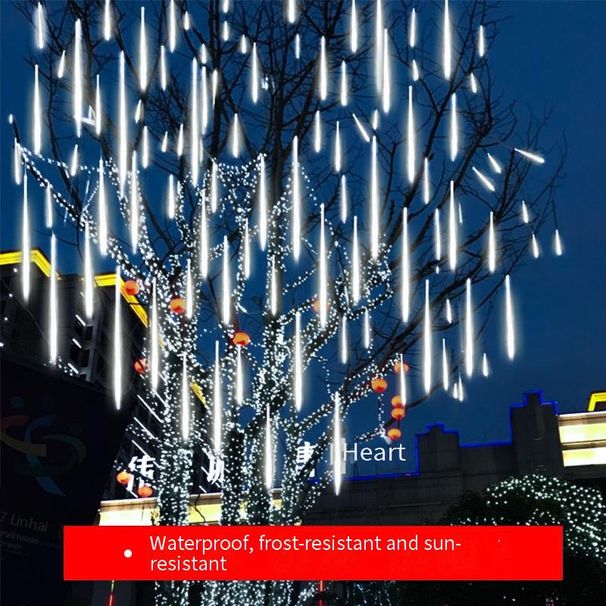 Cordão de luzes LED movidas a energia solar para chuva de meteoros, luzes de fadas à prova d'água para áreas externas, para jardim, pátio e decoração de árvores_voghion.com