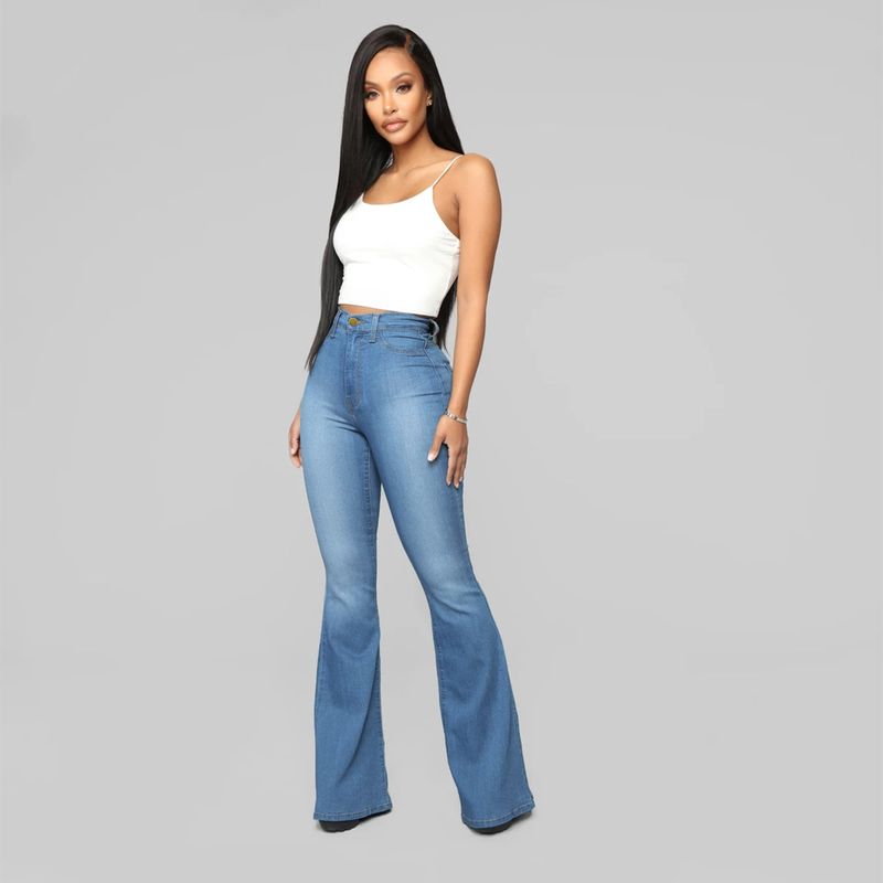 Roupas femininas clássicas cintura alta slim fit jeans calças ferradura_voghion.com