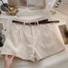 Damenbekleidung Lässige Shorts Frühling Ins Retro Einfache Oberbekleidung Hohe Taille Eine Hose mit weitem Bein_voghion.com
