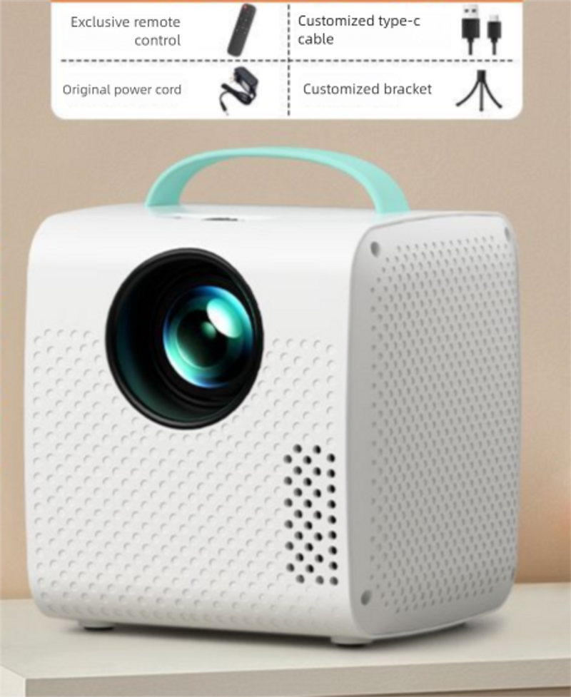2025 New Projector Home Use, Ultra HD, Small Size For Bedroom, Student Dormitory, Wall Projection, HDMI Input, Screen_voghion.com