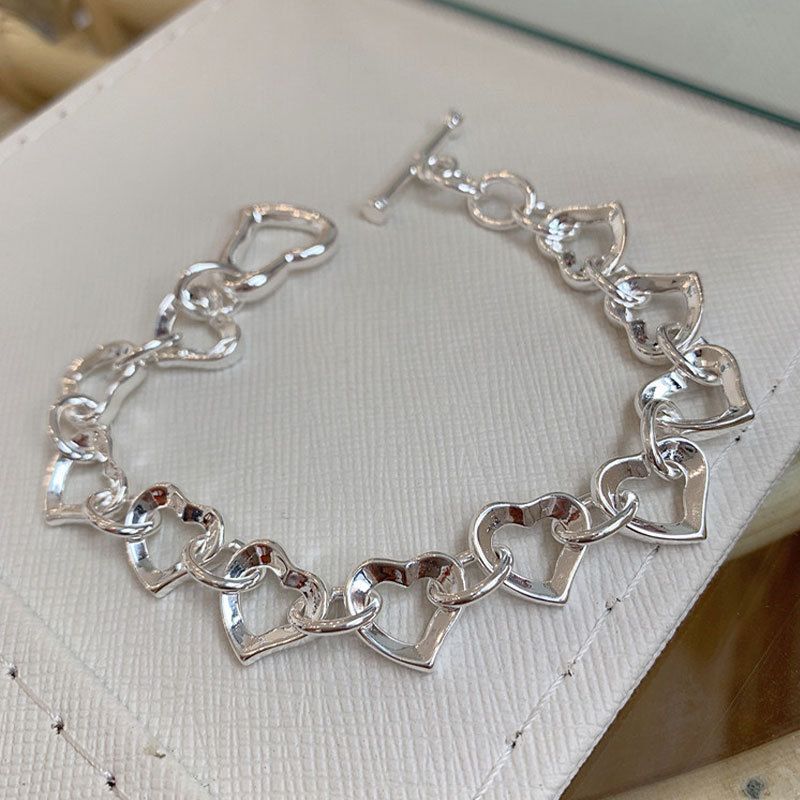 Sterling Venus Sier Hollow Heart Shape Bracelet For Women Simple Temperament All-Match Jewelry 2021 New_voghion.com