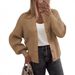 Women's Long Sleeve Knit Cardigan With Button Front, Cozy Chunky Knit Sweater, Round Neck Open Front Casual Fall Fashion Top_voghion.com