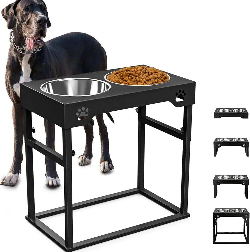 Auslaufsicherer, verstellbarer Futternapf aus Edelstahl für große Hunde – ideal für langsames Fressen._voghion.com