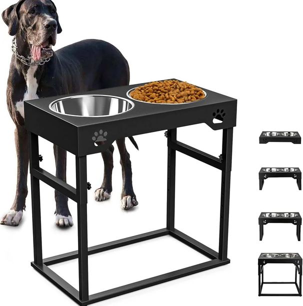 Auslaufsicherer, verstellbarer Futternapf aus Edelstahl für große Hunde – ideal für langsames Fressen._voghion.com