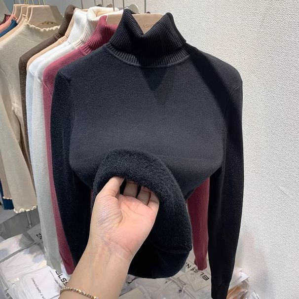 Abbigliamento da donna più velluto e ispessimento autunno e inverno nuovo stile un pezzo visone velluto interno top bottoming camicia per le donne inverno spesso_voghion.com