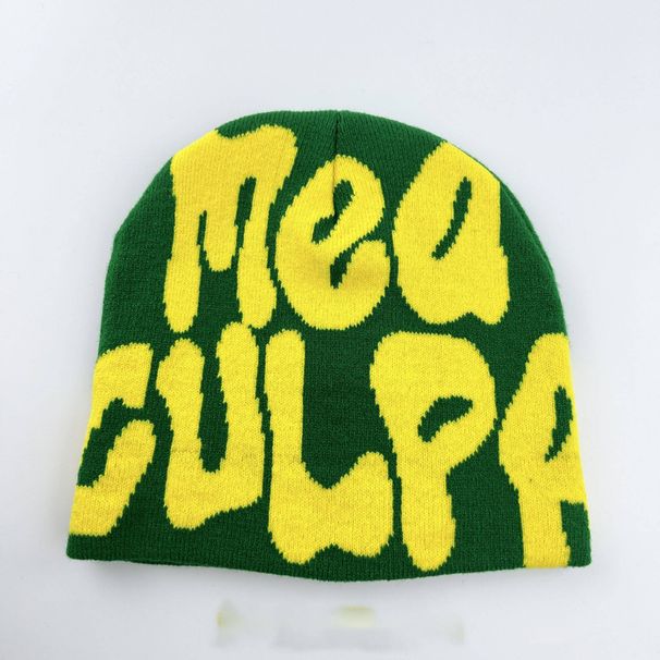 Stickad mössa Street Hip Hop Letter Ull mössa Kall mössa_voghion.com