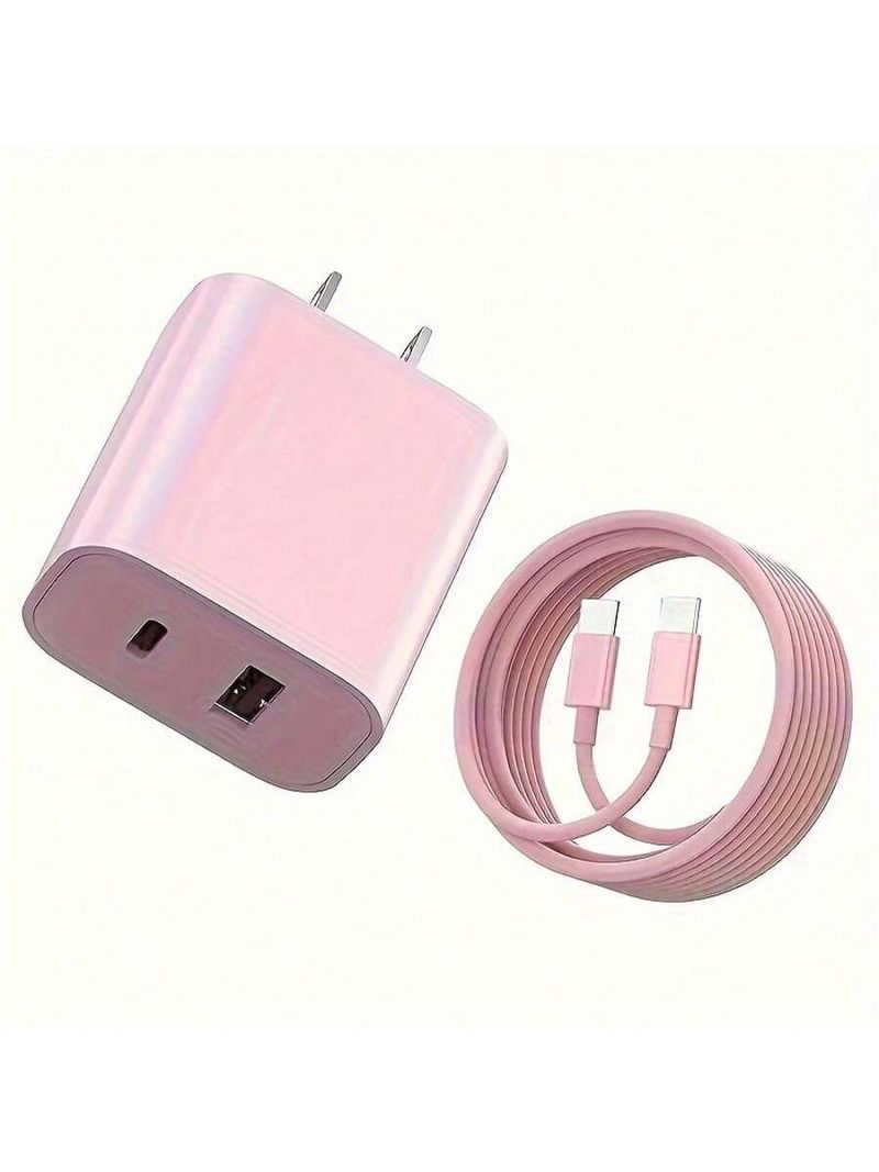 Adattatore di alimentazione USB-C Dual Fast da 20 W - Ricarica rapida, doppia porta, cavo Type-C da 6 piedi, compatibile con iPhone serie 15, iPad,_voghion.com