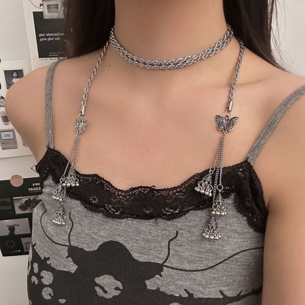 Schmetterlingskette aus 925er Silber – Wandelbarer Taillen- und Halsschmuck mit Quasten, Boho-Chic-Layering-Accessoire_voghion.com