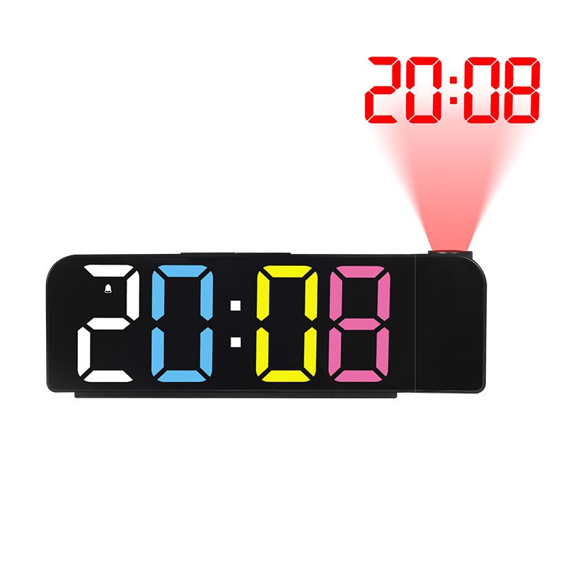 Alarm Clocks LED New Simple Projection Large Font Color Display Electronic Digital Alarm Clock With Temperature_voghion.com
