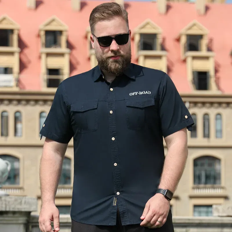 Plus Size Men's Summer 100% Pure Cotton Shirt  Short Sleeve Casual Mens Shirts Chemise Homme Camisa masculina_voghion.com