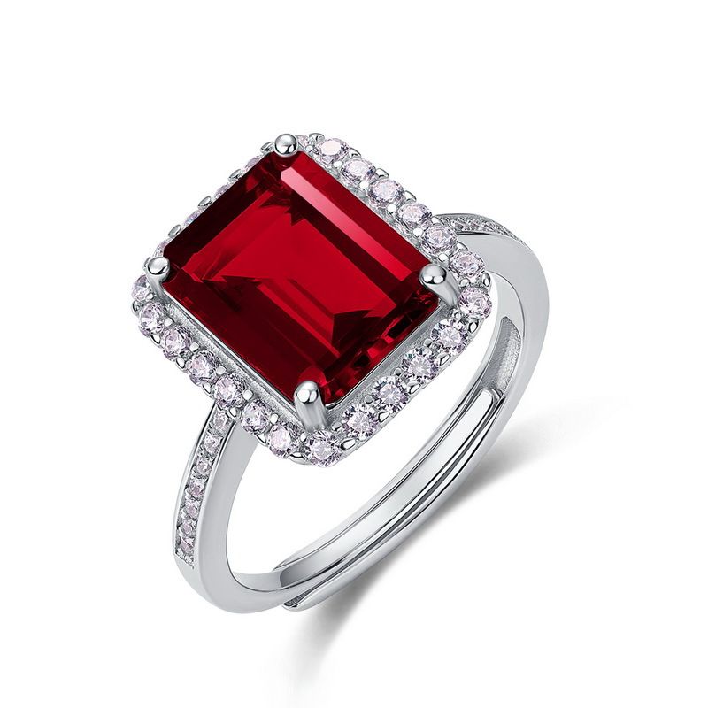 classico Atmosfera Semplice Anello Smeraldo Coltivato Argento S925 Intarsiato Gemma Colorata Coltivata Anello Indice Aperto_voghion.com