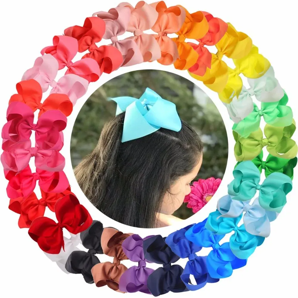 30 piezas de 6 pulgadas de gran tamaño de grogrén para niñas de 6 pulgadas con lazos de pinzas de cocodrilo para adolescentes, niños pequeños, accesorios para el cabello_voghion.com