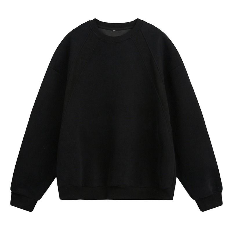 Men's Vintage-Inspired Fleece-Lined Crewneck Sweatshirt – Korean-American Style Oversized Pullover With Brushed Interior For Casual Comfort_voghion.com
