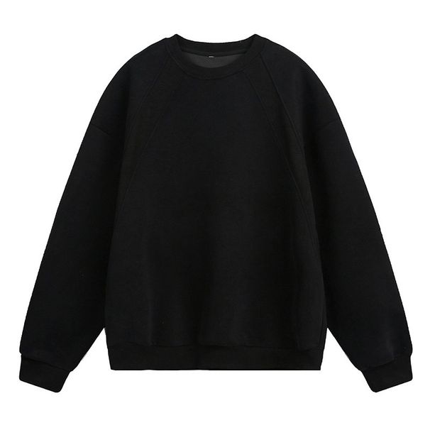 Men's Vintage-Inspired Fleece-Lined Crewneck Sweatshirt – Korean-American Style Oversized Pullover With Brushed Interior For Casual Comfort_voghion.com