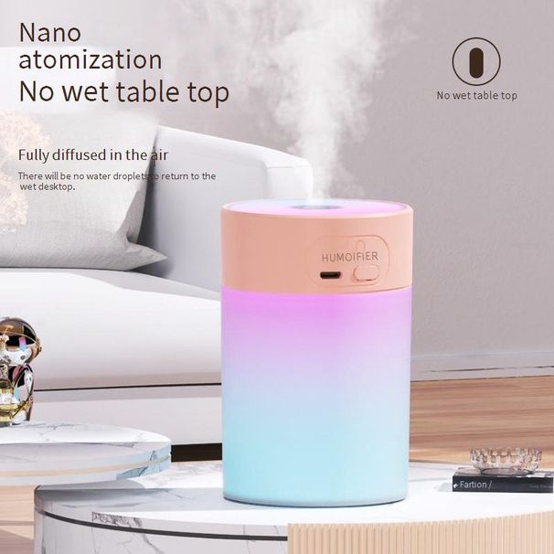 Umidificatore USB portatile con luci LED colorate per camera da letto e ufficio, mini umidificatore da scrivania da 200 ml/330 ml, funzionamento silenzioso._voghion.com