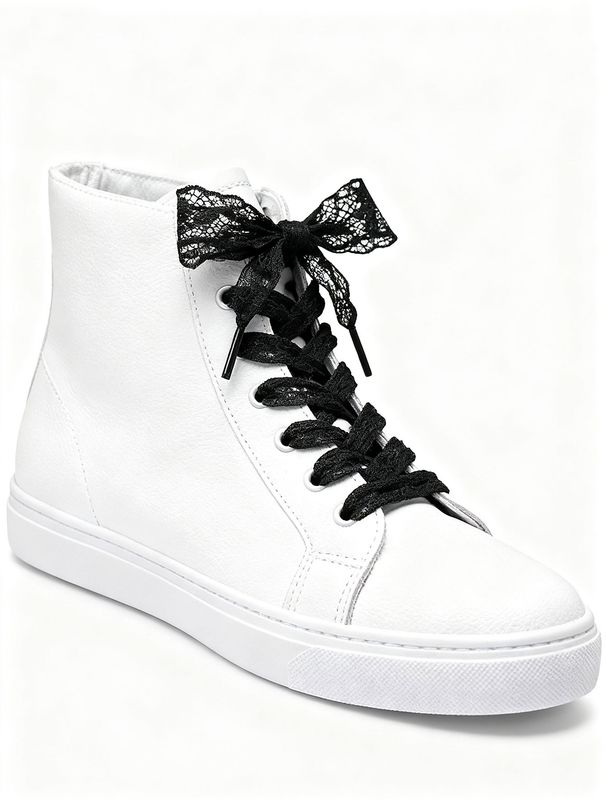 1 Pair (120cm) Lace Laces, Elegant Lace Laces, Lace Bow Laces, Elegant Satin Lace Trimmed Ballet Style Laces, Geometric Hollow Patterns,_voghion.com