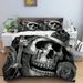 Totenkopf Halloween Dreier-Bettwäscheset aus Knochen, vierteiliges Bettwäscheset_voghion.com