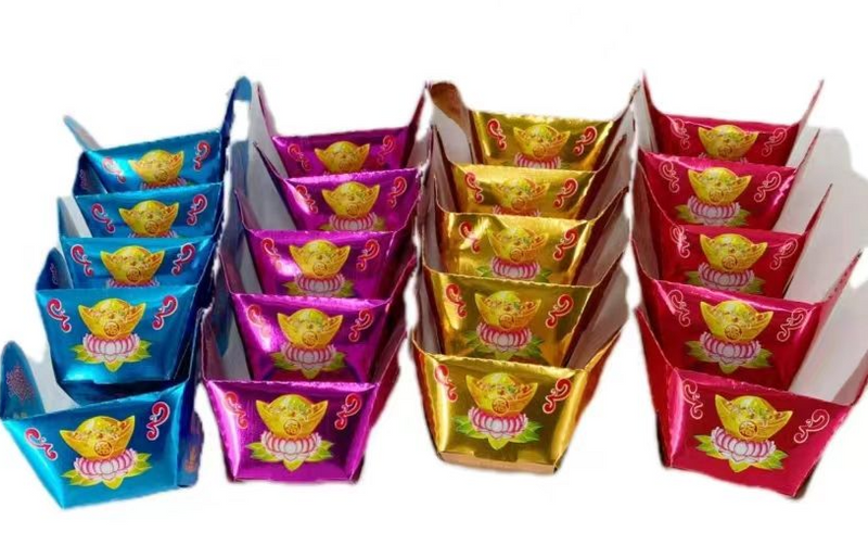 Finished Colorful Large 20 Pieces Qingming Festival Worship Supplies Tin Foil Gold Ingots Money Burning Ghost Paper_voghion.com