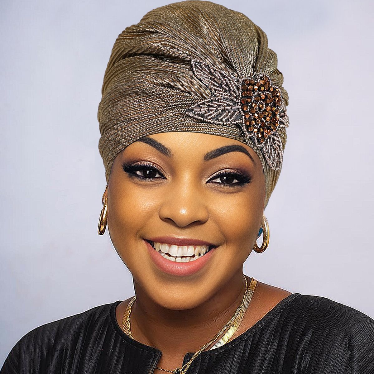 Yeni stil altın damgalı pileli türban şapka, retro asil mücevher aksesuarları, türban şapka, fabrika doğrudan satış türban şapka_voghion.com