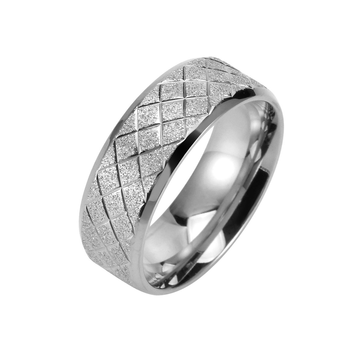 Herrenschmuck Mode Doppelschräge Mattsilberring Beliebter Handschmuck für Herren aus Titanstahl_voghion.com