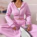 Sieviešu apģērbs Rozā rāvējslēdzēja priekšpuse ar kapuci džemperis un bikses Divdaļīgs komplekts_voghion.com
