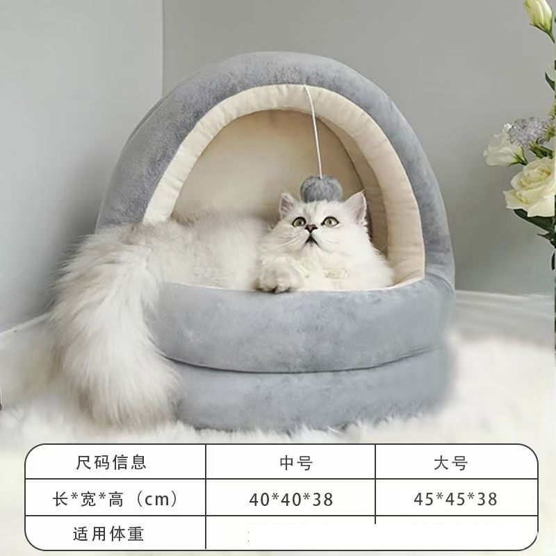 Cat Litter Four Seasons Uso Geral Inverno Quente Espessado Pet Litter Semi-fechado Resistente à Sujeira Cat House Cat House_voghion.com