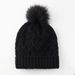 Berretto lavorato a maglia con pompon - Cappello invernale foderato in pile spesso, antivento e caldo, motivo a rombi a punto croce, berretto unisex morbido per il freddo_voghion.com